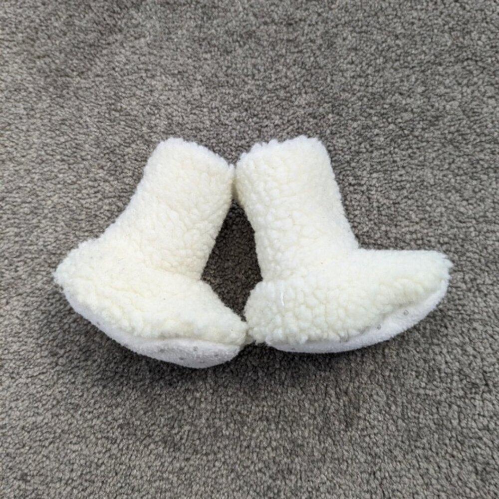 Cozy Fleece Baby Booties - Creamy White - Non-Slip Soles